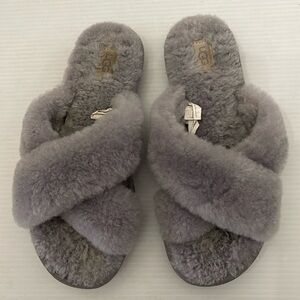 UGG Soft Gray Criss-Cross Slippers